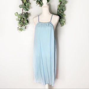 Ann Taylor Loft Blue Chambray Denim Halter Dress